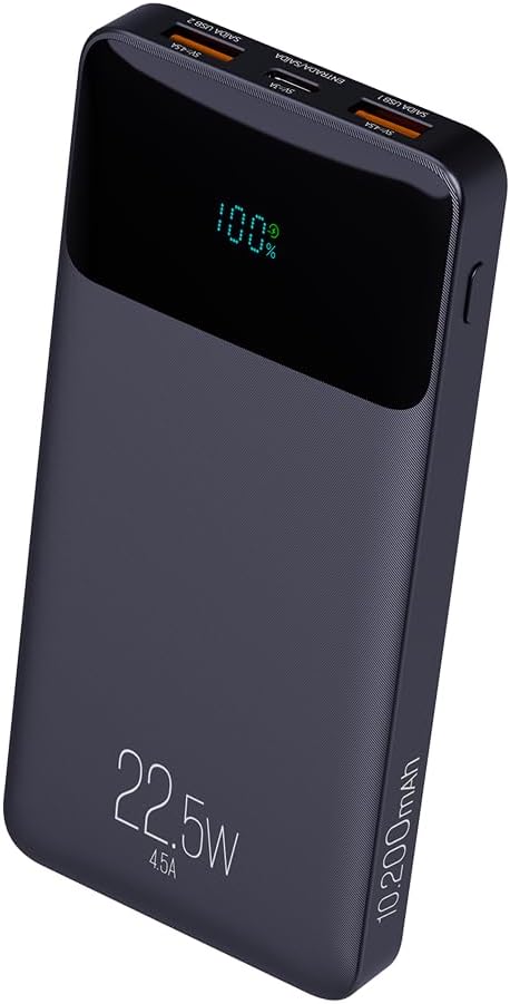 Power Bank 10200mAH, Bateria Portátil Universal, Carga Rápida, Display Indicador, Entradas Micro USB e USB-C, 2 Portas USB-A, Branco, PB102WH, ELG