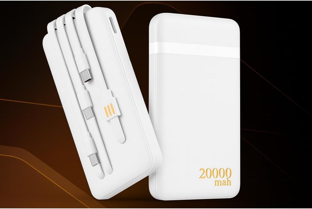 Power Bank, Carregador Portátil de 20000mAh com Carga Rápida, Múltiplas Portas, Design Leve e Proteção Inteligente para Dispositivos Preto