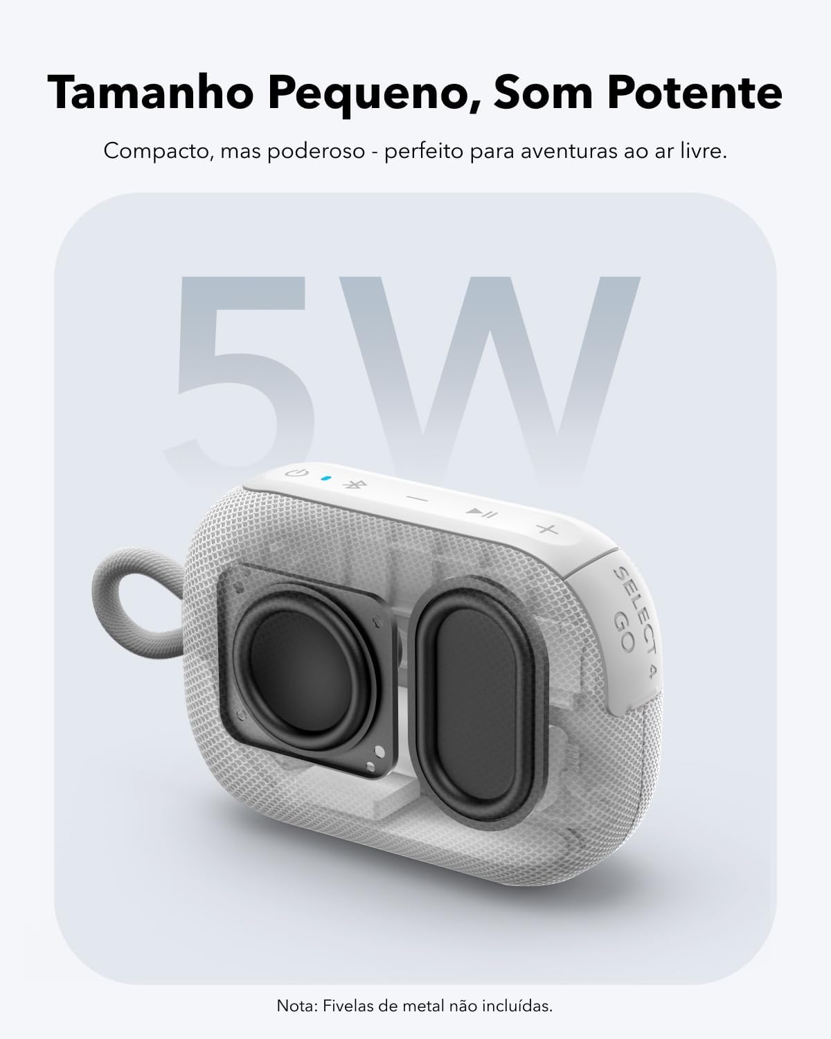 soundcore Select 4 Go da Anker, Alto-Falante Bluetooth Portátil, 20H de Bateria, IP67 à Prova d'Água e Poeira, Flutuante, Som Potente, Ideal para Ambientes Internos, Externos e Passeios