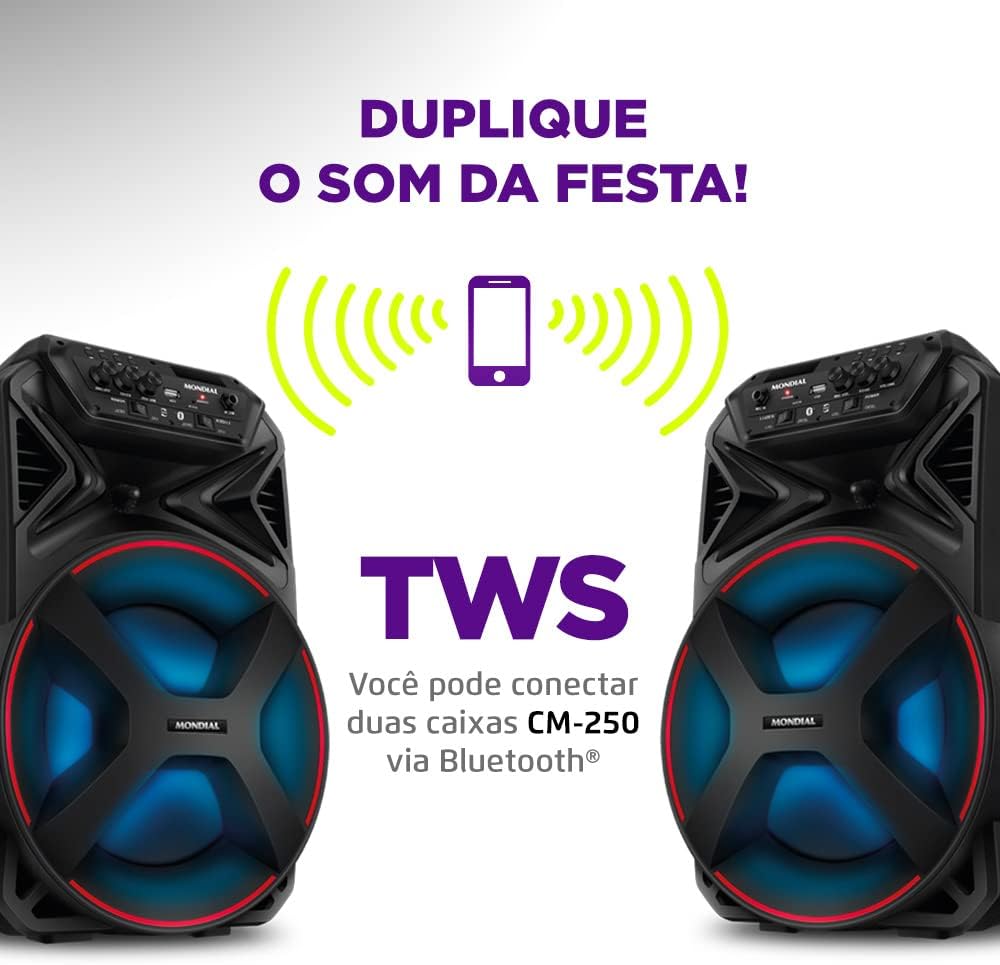 Caixa Amplificada Connect Partyplus, Mondial, Preto, 250W RMS, Bivolt - CM-250