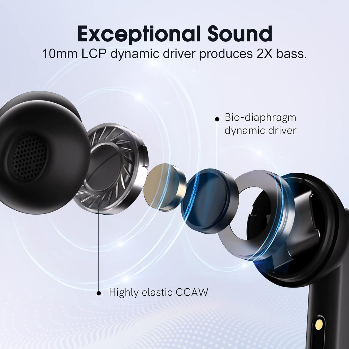 QCY T13 ANC Fone Bluetooth 5.3, Fone de Ouvido Sem Fio com Cancelamento de Ruído Ativo, 30horas de Reprodução, Preto