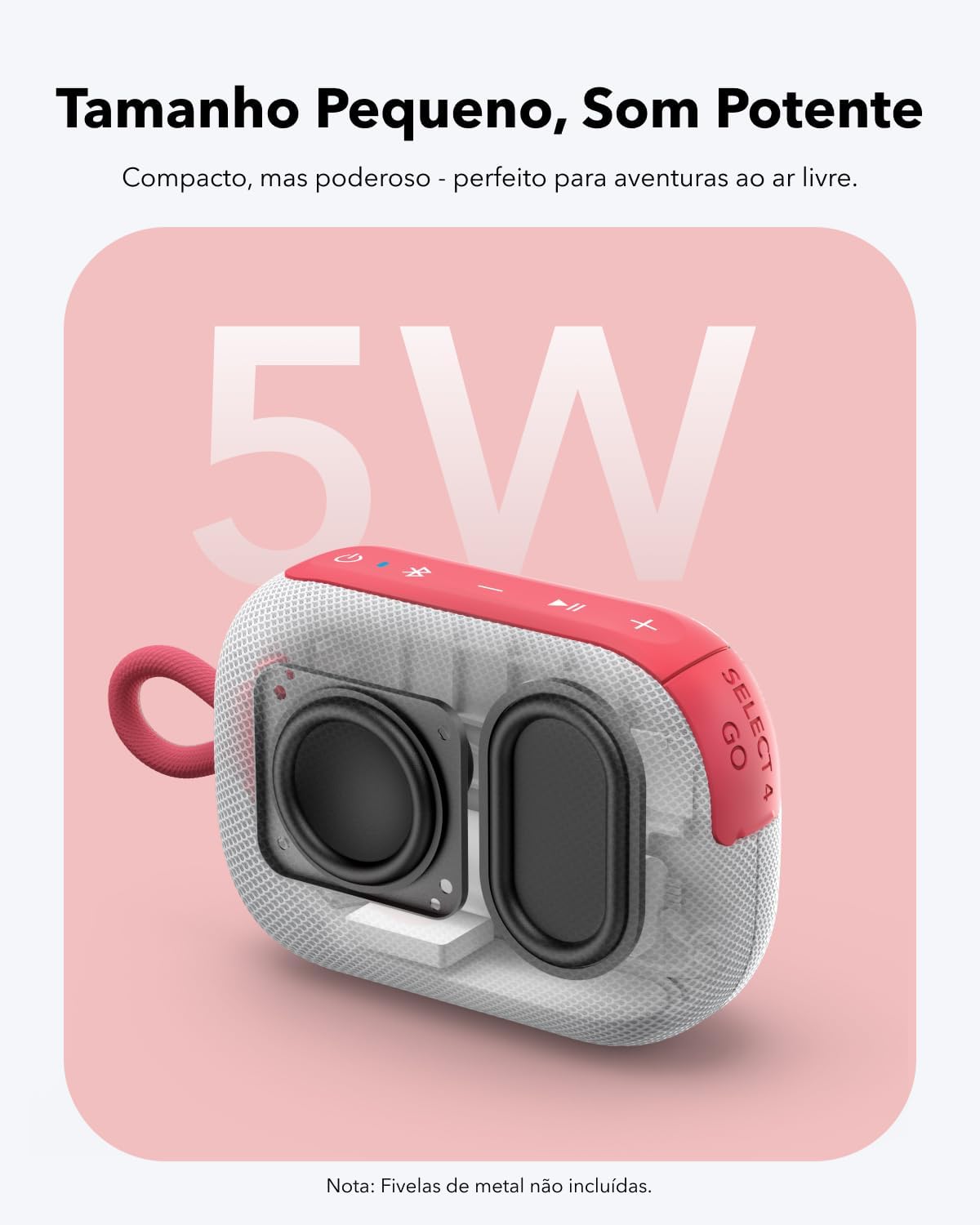 soundcore Select 4 Go da Anker, Alto-Falante Bluetooth Portátil, 20H de Bateria, IP67 à Prova d'Água e Poeira, Flutuante, Som Potente, Ideal para Ambientes Internos, Externos e Passeios