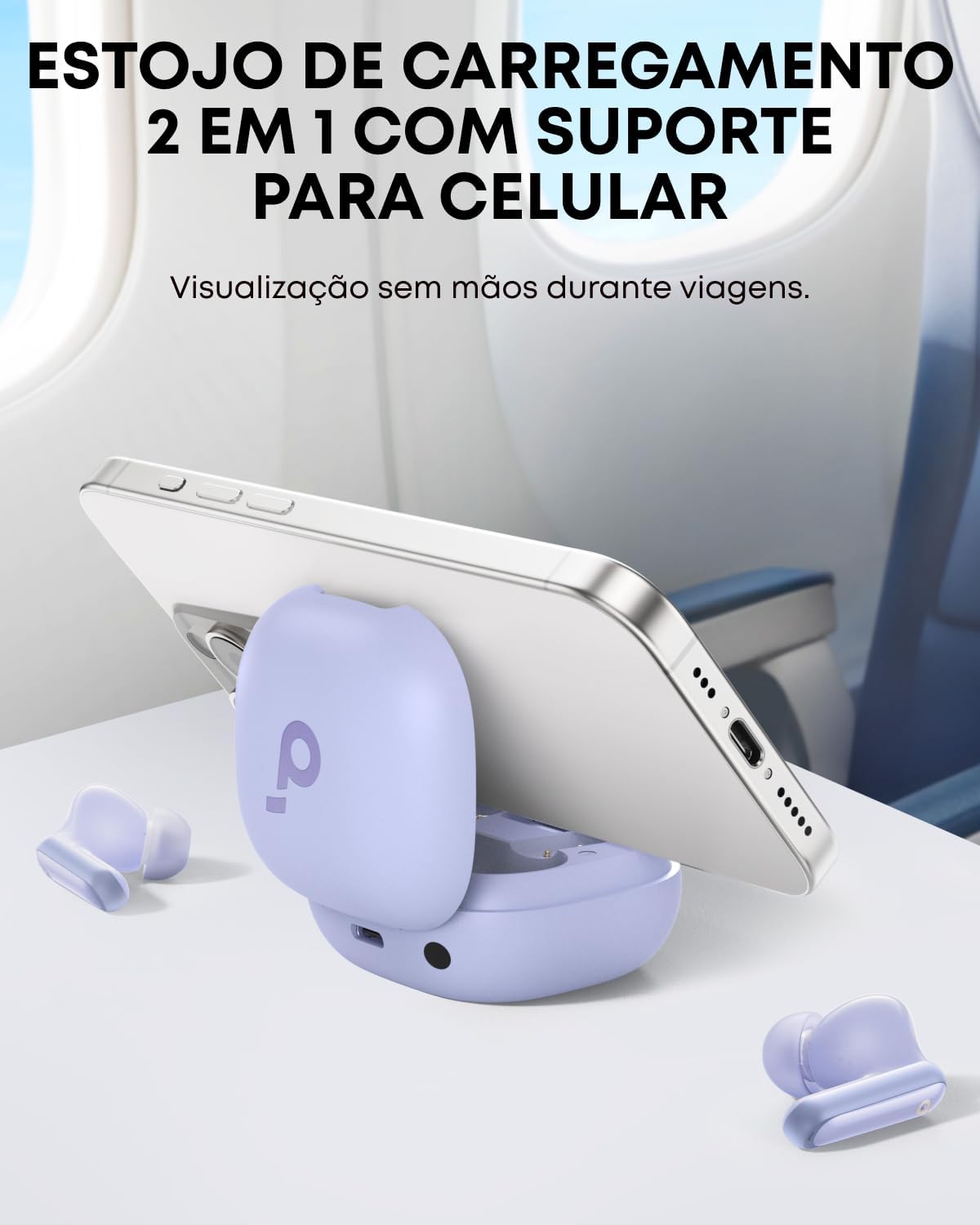 soundcore P40i da Anker, Fones de Ouvido Sem Fio, Cancelamento de Ruído Adaptativo, Graves Poderosos, 60H de Reprodução, Estojo com Suporte, IPX5, Carregamento Sem Fio, Bluetooth 5.3