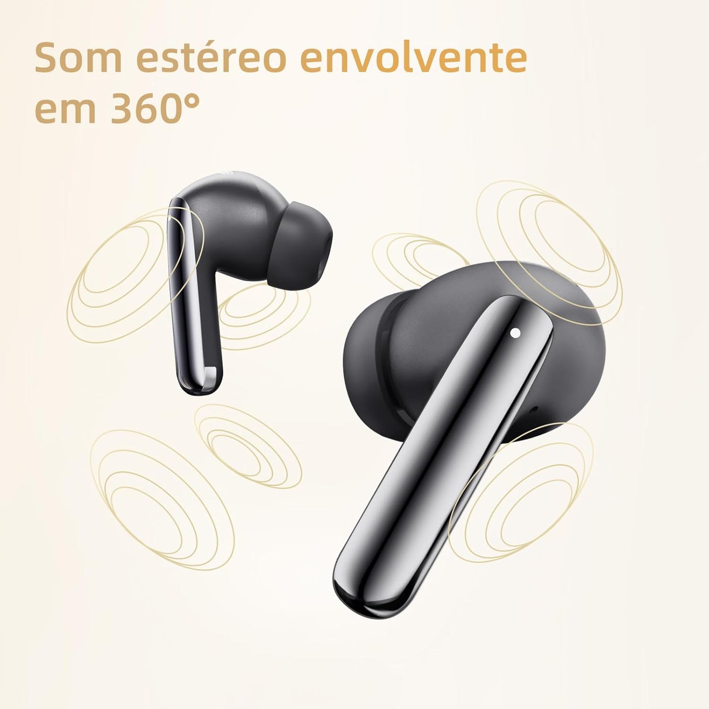 Fones de Ouvido QCY MeloBuds Pro, Fone Bluetooth com Cancelamento de Ruído Ativo, Certificação Hi-Res, 34 Horas De Reprodução, Preto (Black)