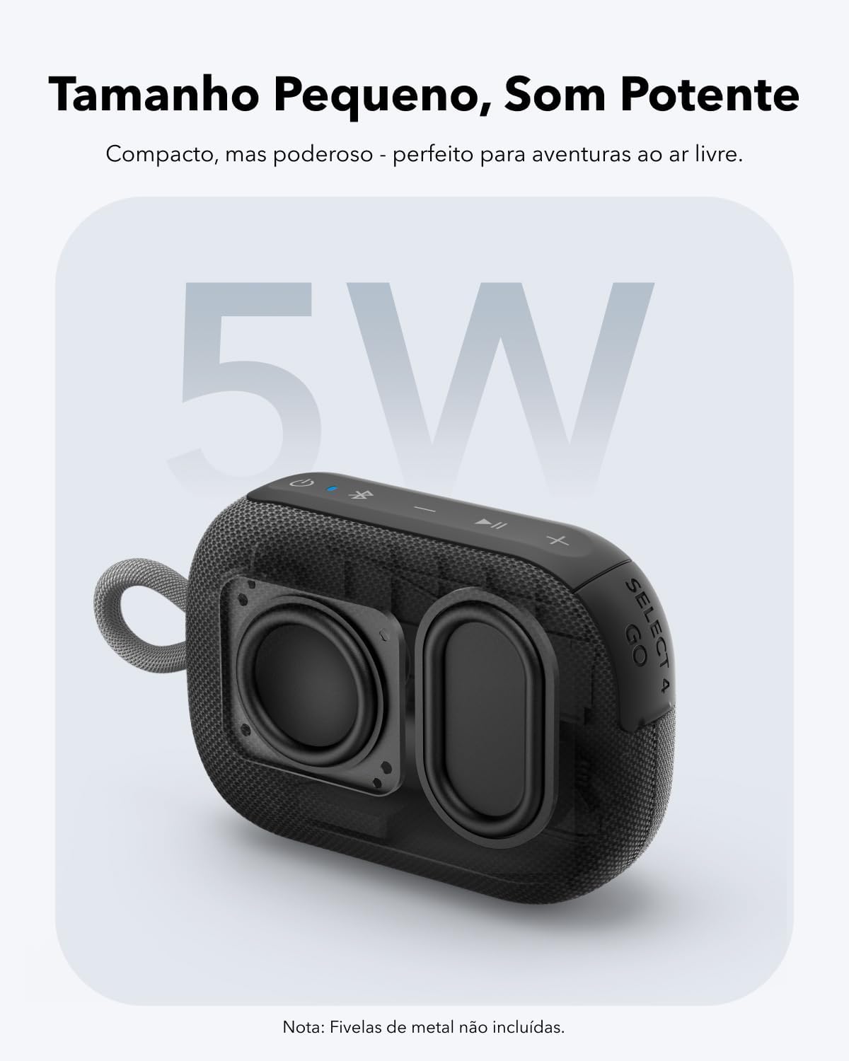soundcore Select 4 Go da Anker, Alto-Falante Bluetooth Portátil, 20H de Bateria, IP67 à Prova d'Água e Poeira, Flutuante, Som Potente, Ideal para Ambientes Internos, Externos e Passeios