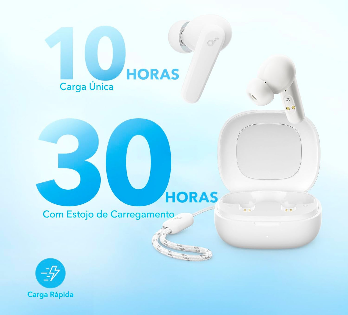 soundcore P20i da Anker Fone de Ouvido Sem Fio, Drivers de 10mm, Graves Potentes, Bluetooth 5.3, 30H de Bateria, Resistência à Água, 2 Microfones IA, App Personalizável