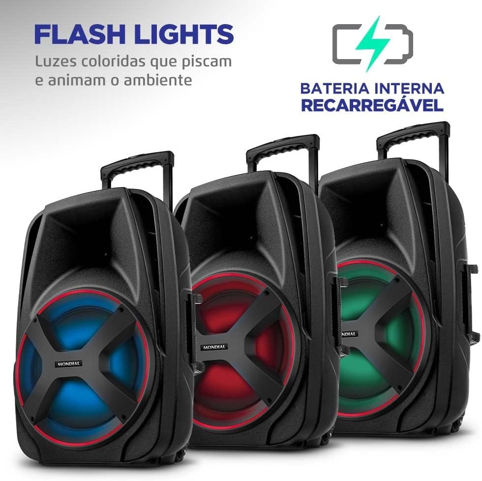 Caixa de Som Amplificada MONDIAL, Connect Power II, Bivolt, 500W RMS - CM-550, Preto/Vermelho