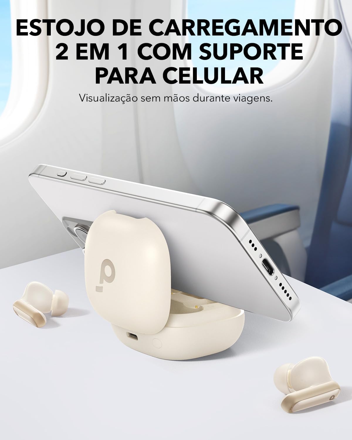 soundcore P40i da Anker, Fones de Ouvido Sem Fio, Cancelamento de Ruído Adaptativo, Graves Poderosos, 60H de Reprodução, Estojo com Suporte, IPX5, Carregamento Sem Fio, Bluetooth 5.3