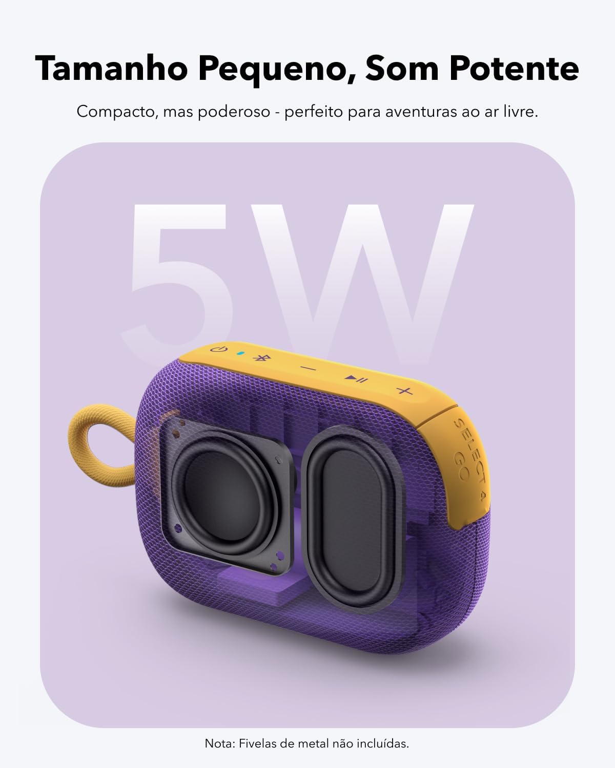 soundcore Select 4 Go da Anker, Alto-Falante Bluetooth Portátil, 20H de Bateria, IP67 à Prova d'Água e Poeira, Flutuante, Som Potente, Ideal para Ambientes Internos, Externos e Passeios