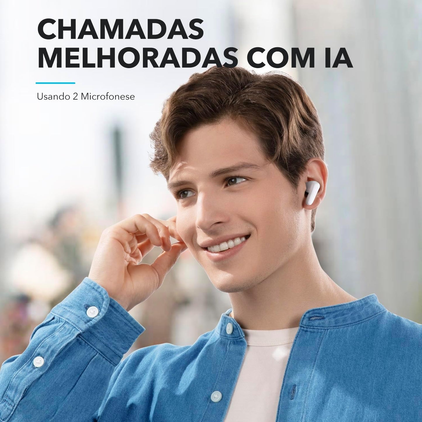 soundcore P20i da Anker Fone de Ouvido Sem Fio, Drivers de 10mm, Graves Potentes, Bluetooth 5.3, 30H de Bateria, Resistência à Água, 2 Microfones IA, App Personalizável