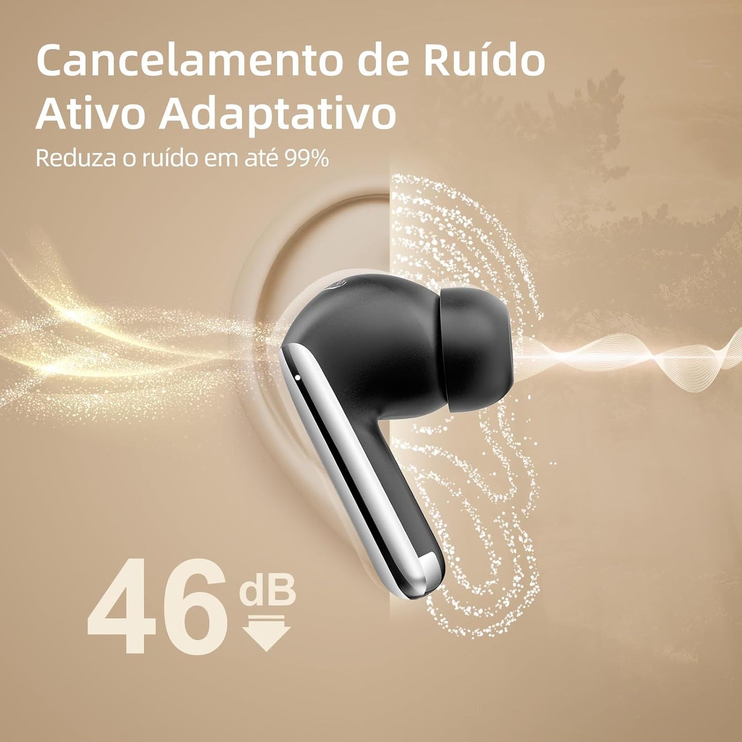 Fones de Ouvido QCY MeloBuds Pro, Fone Bluetooth com Cancelamento de Ruído Ativo, Certificação Hi-Res, 34 Horas De Reprodução, Preto (Black)