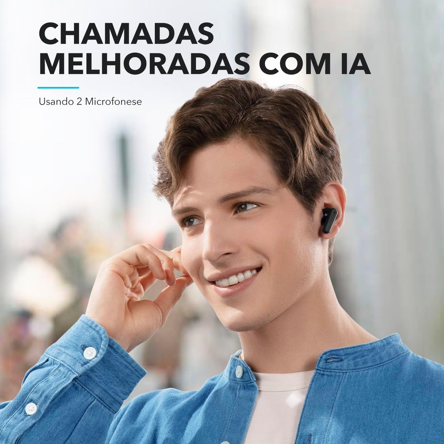 soundcore P20i da Anker Fone de Ouvido Sem Fio, Drivers de 10mm, Graves Potentes, Bluetooth 5.3, 30H de Bateria, Resistência à Água, 2 Microfones IA, App Personalizável