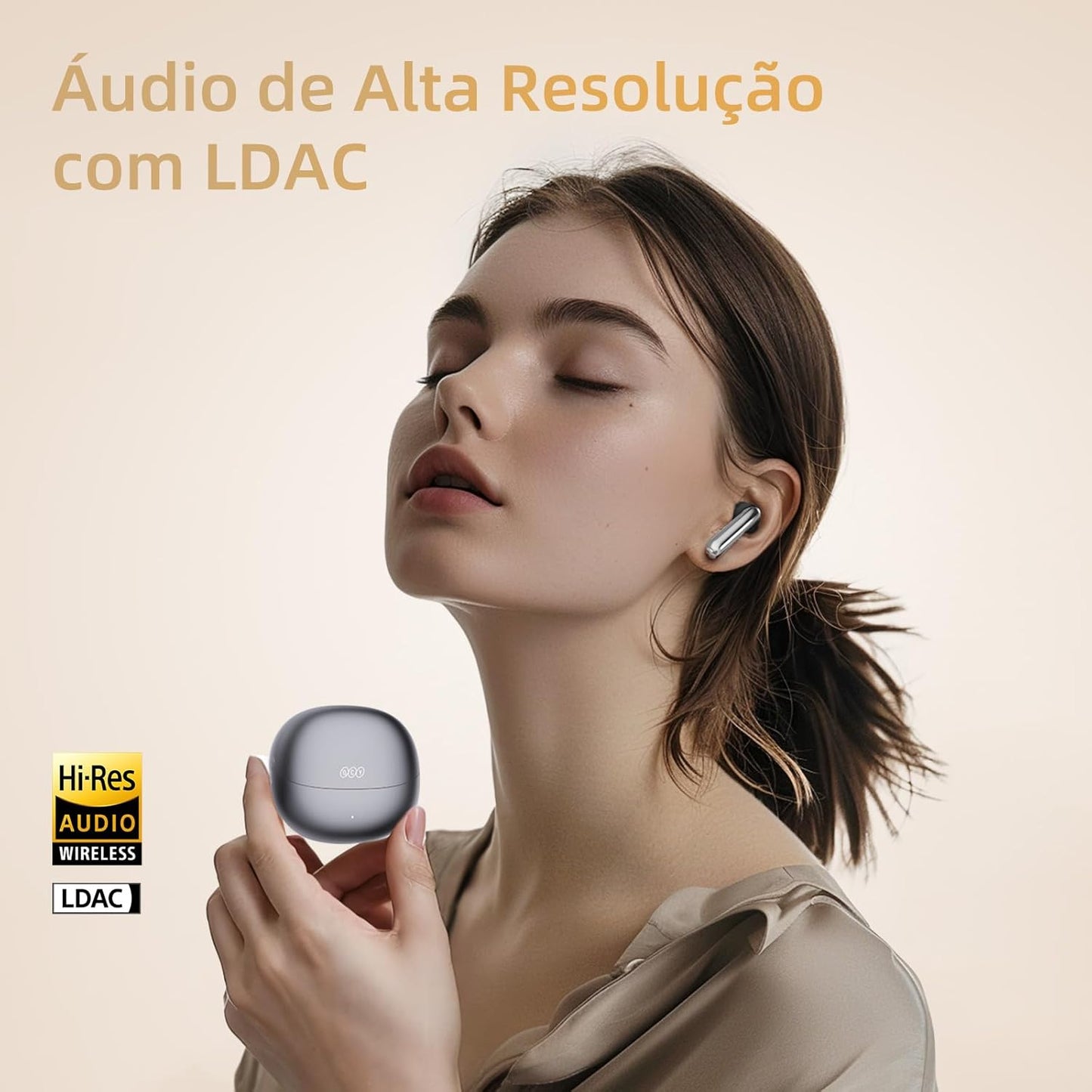 Fones de Ouvido QCY MeloBuds Pro, Fone Bluetooth com Cancelamento de Ruído Ativo, Certificação Hi-Res, 34 Horas De Reprodução, Preto (Black)