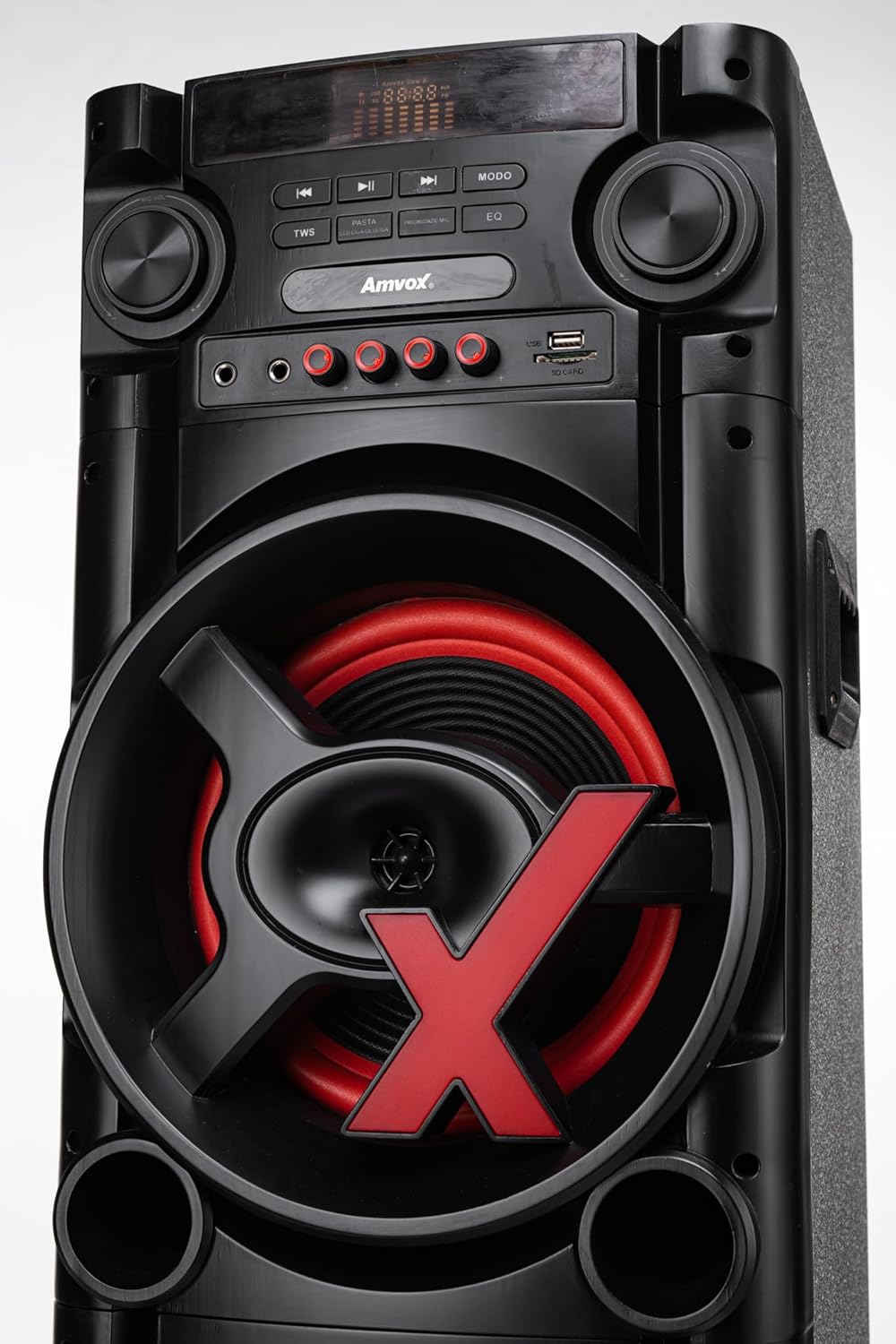Amvox Caixa de Som Amplificada ACA 1000 New X SFM - 1000W RMS, Bluetooth, Amplificador Digital, Equalizador, USB