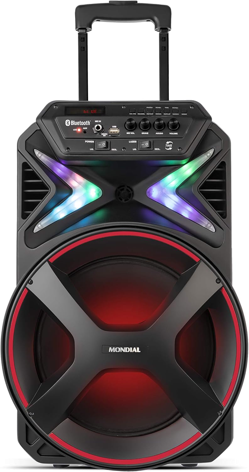 Caixa Amplificada Connect Lights, Mondial, Preto/Vermelho, 400W RMS, Bivolt - CM-400