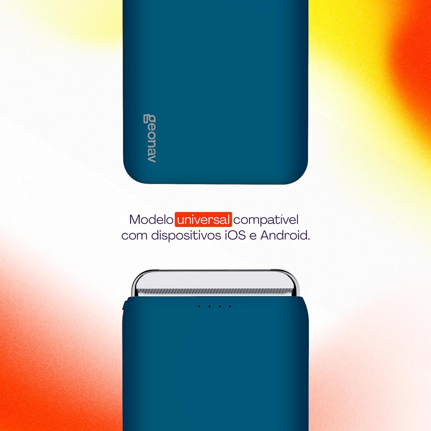 Geonav Power Bank, Carregador Portátil Universal 12.000 mAh, 2 Saídas USB + 1 Saída USB-C, PB12KMB, Azul Marinho
