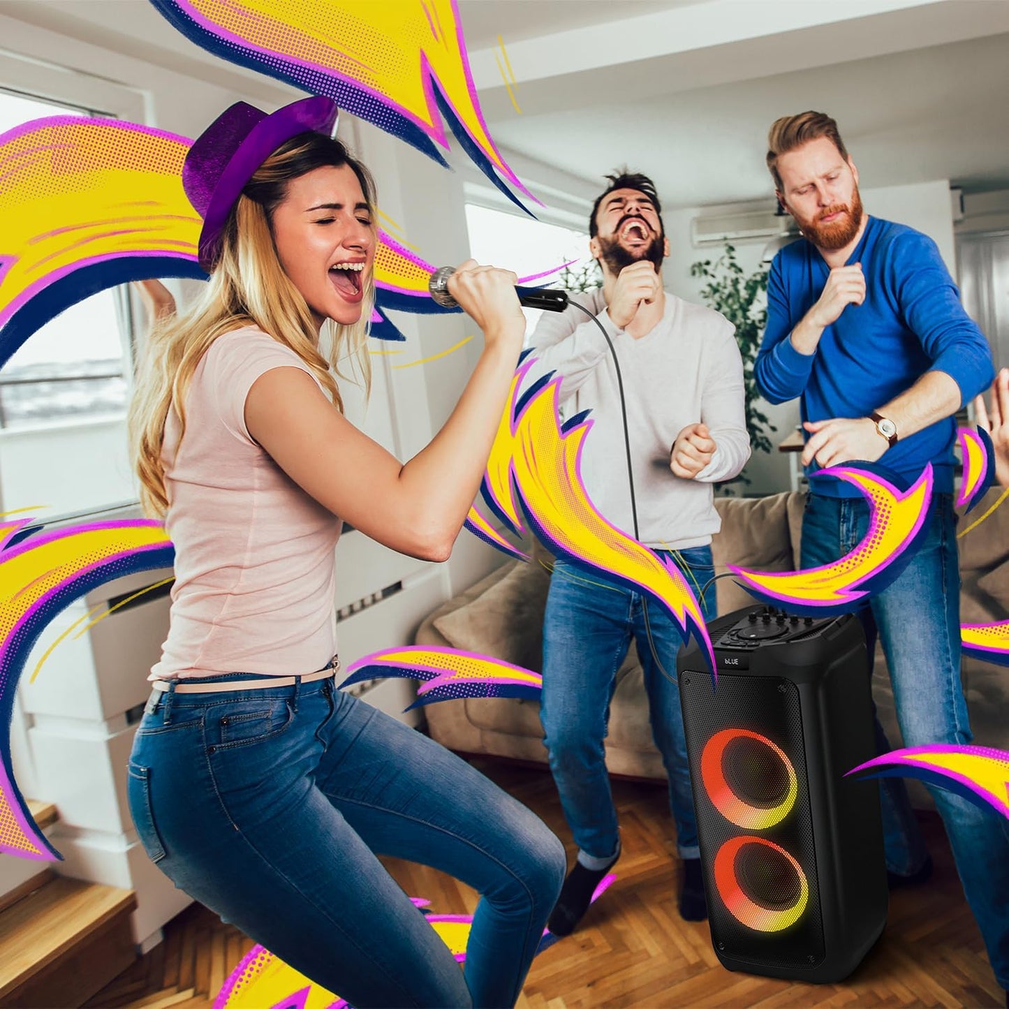 PHILIPS, Caixa de Som Bluetooth Party Speaker, com Luzes LED, TAX4209/78, FM, USB, Cartão SD, Auxiliar, TWS, Entradas Microfone/Guitarra