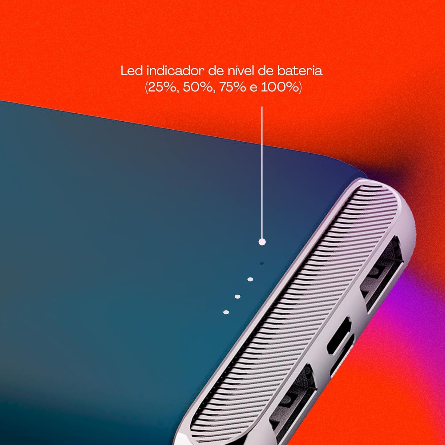 Geonav Power Bank, Carregador Portátil Universal 12.000 mAh, 2 Saídas USB + 1 Saída USB-C, PB12KMB, Azul Marinho