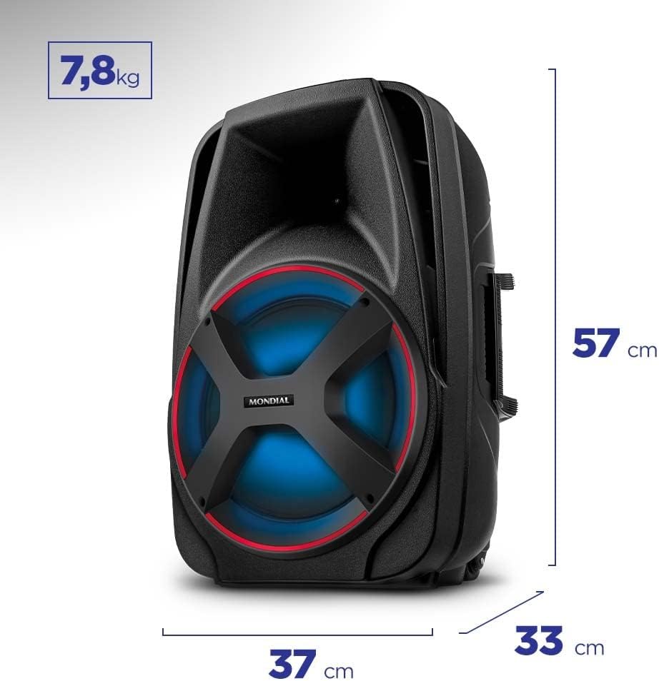 Caixa de Som Amplificada MONDIAL, Connect Power II, Bivolt, 500W RMS - CM-550, Preto/Vermelho
