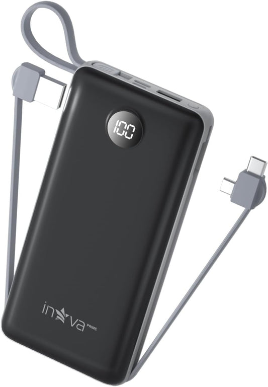 Power Bank, Carregador Portátil de 20000mAh com Carga Rápida, Múltiplas Portas, Design Leve e Proteção Inteligente para Dispositivos iOS e Android/USB/Type-C/Branco/(KV-P204)