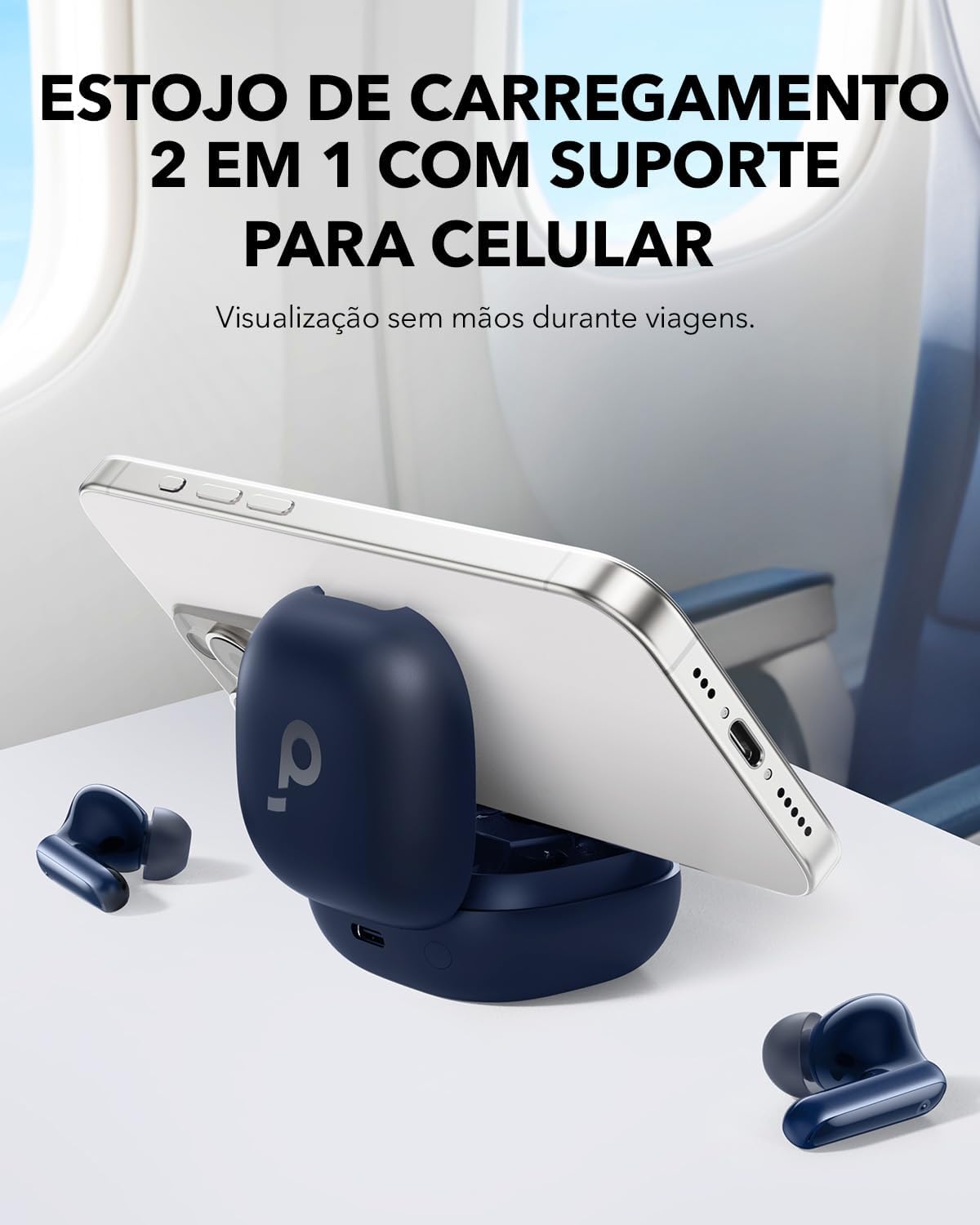 soundcore P40i da Anker, Fones de Ouvido Sem Fio, Cancelamento de Ruído Adaptativo, Graves Poderosos, 60H de Reprodução, Estojo com Suporte, IPX5, Carregamento Sem Fio, Bluetooth 5.3