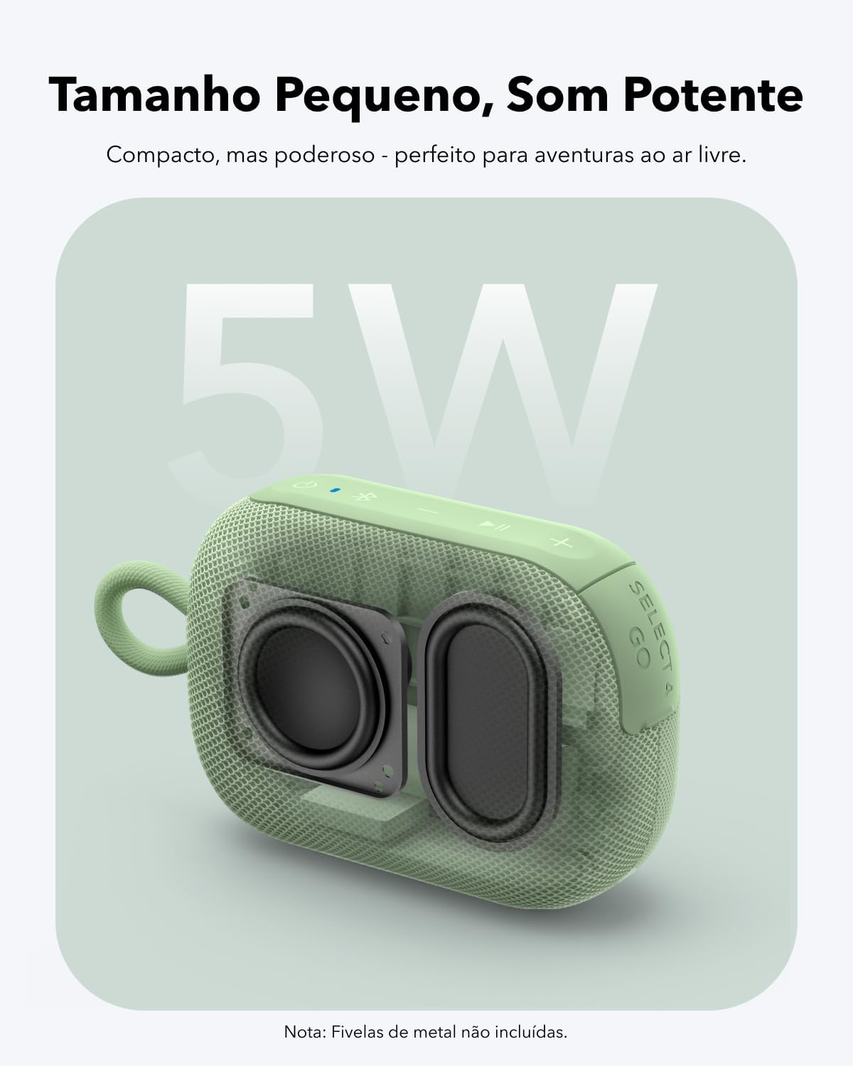 soundcore Select 4 Go da Anker, Alto-Falante Bluetooth Portátil, 20H de Bateria, IP67 à Prova d'Água e Poeira, Flutuante, Som Potente, Ideal para Ambientes Internos, Externos e Passeios