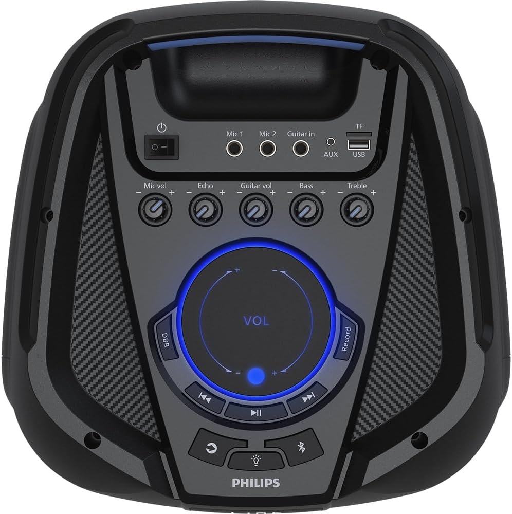 PHILIPS, Caixa de Som Bluetooth Party Speaker, com Luzes LED, TAX4209/78, FM, USB, Cartão SD, Auxiliar, TWS, Entradas Microfone/Guitarra