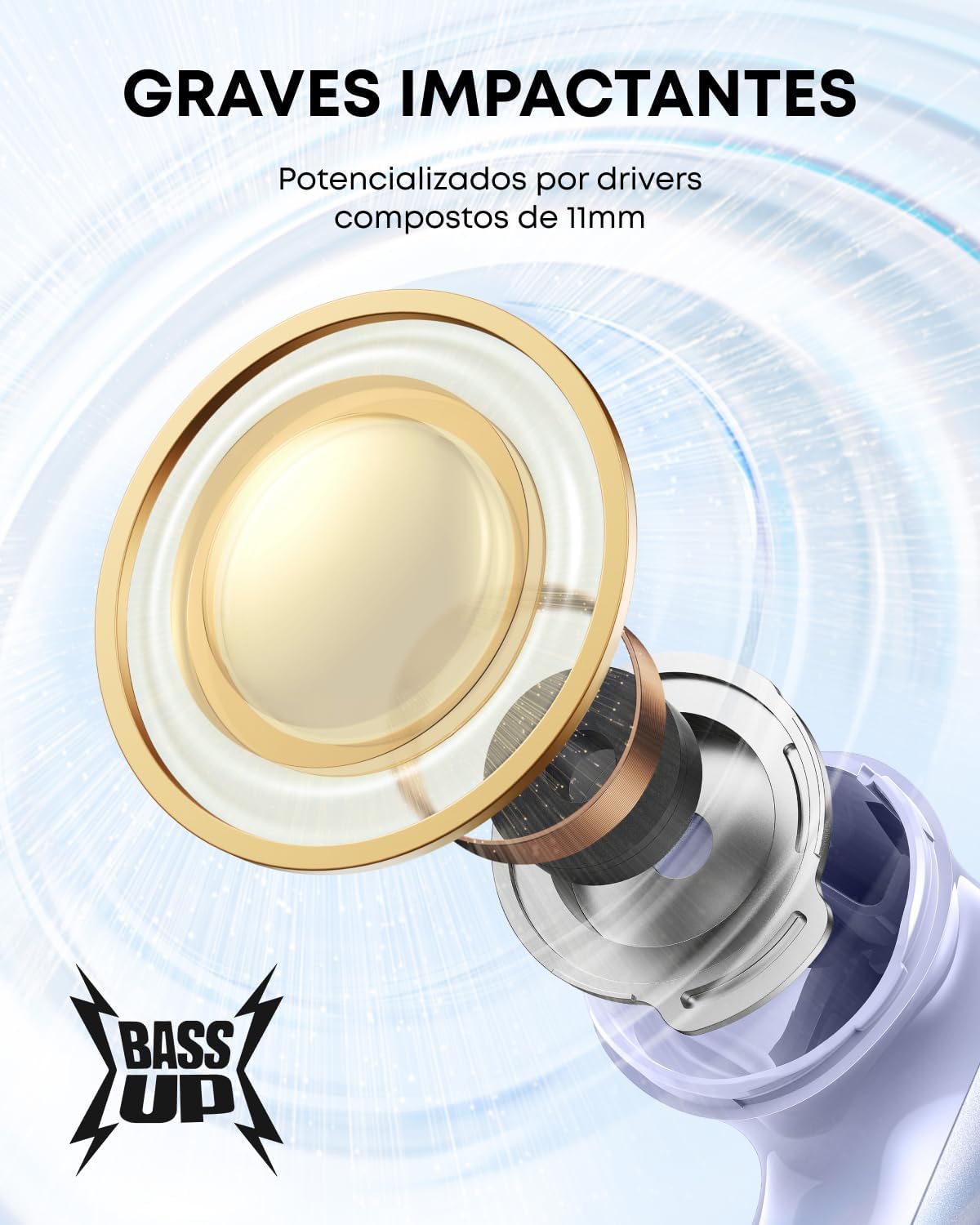 soundcore P40i da Anker, Fones de Ouvido Sem Fio, Cancelamento de Ruído Adaptativo, Graves Poderosos, 60H de Reprodução, Estojo com Suporte, IPX5, Carregamento Sem Fio, Bluetooth 5.3
