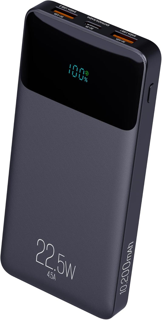 Power Bank 10200mAH, Bateria Portátil Universal, Carga Rápida, Display Indicador, Entradas Micro USB e USB-C, 2 Portas USB-A, Branco, PB102WH, ELG
